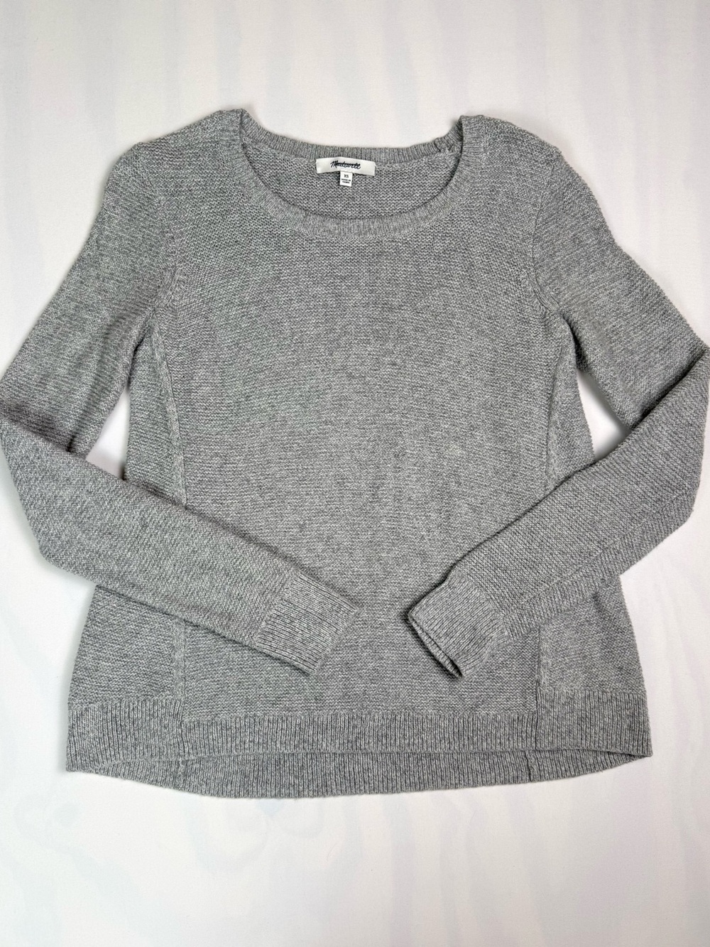 Madewell Women’s XS Gray Textured Knit Crewneck Cotton Blend Sweater